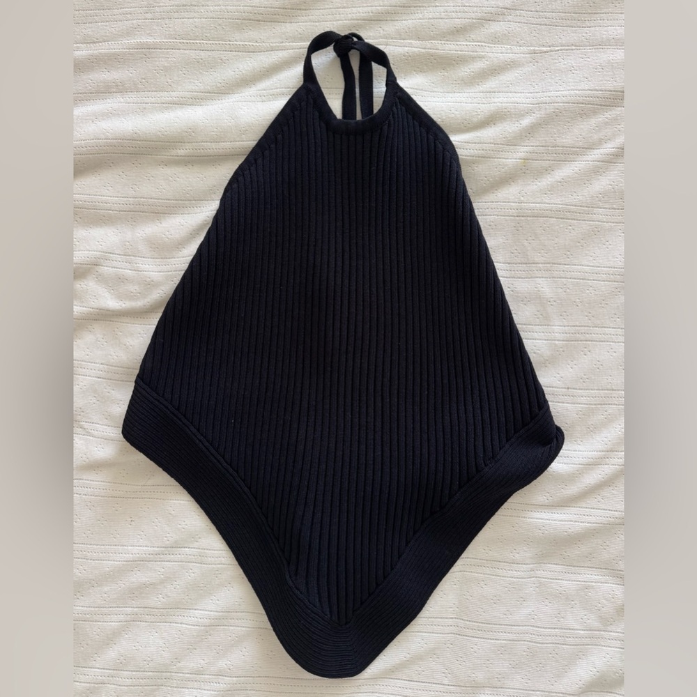 ASTR The Label Black Ribbed Halter Top US M